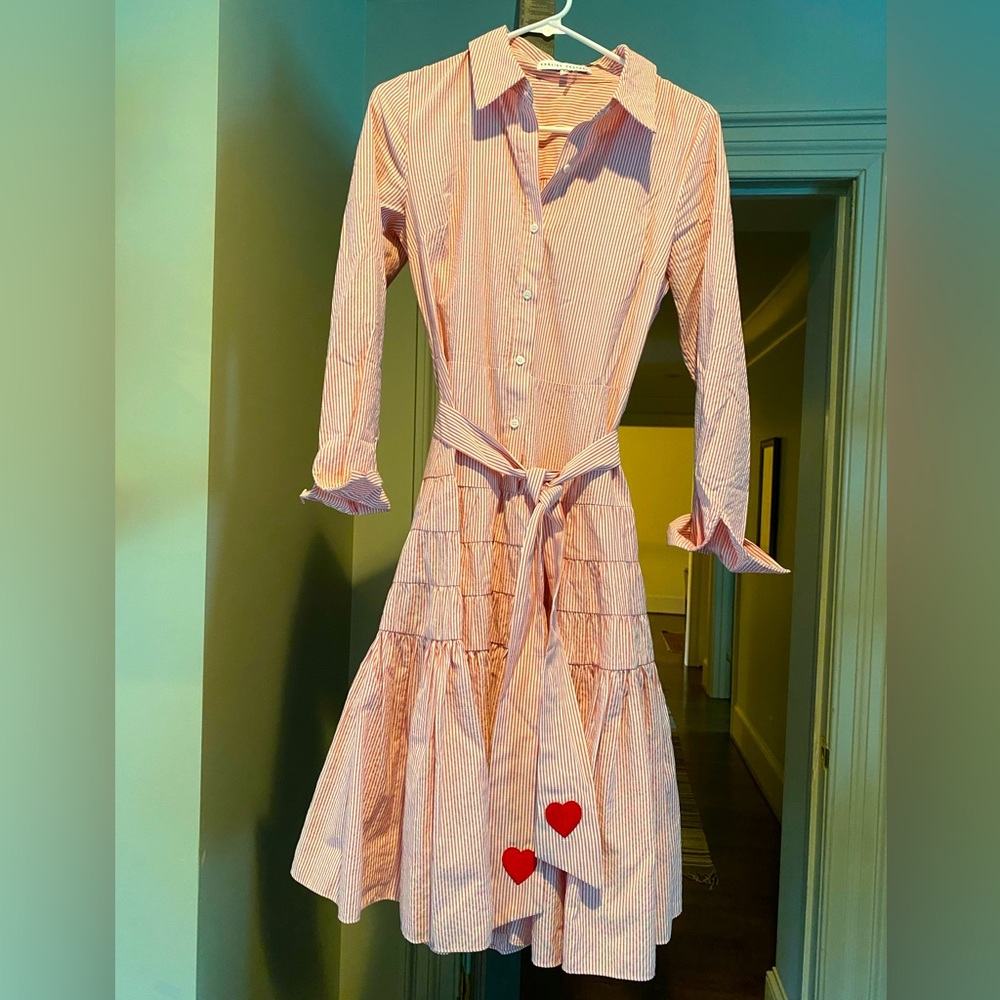 English Factory shirt dress with belt with precious hearts. Perfect for V-Day ❤️